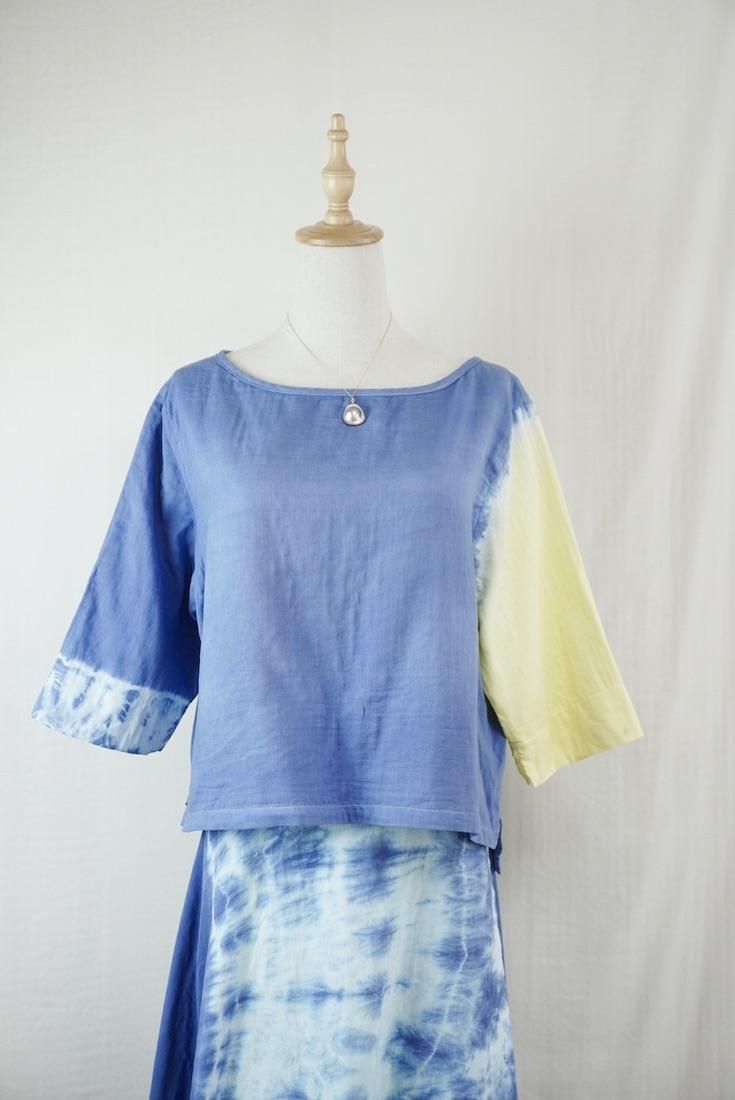 W-gauze Middle sleeve top