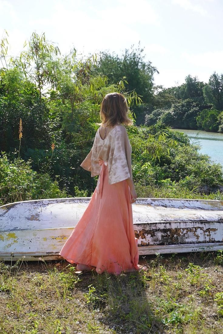W-gauze Wrap long skirt