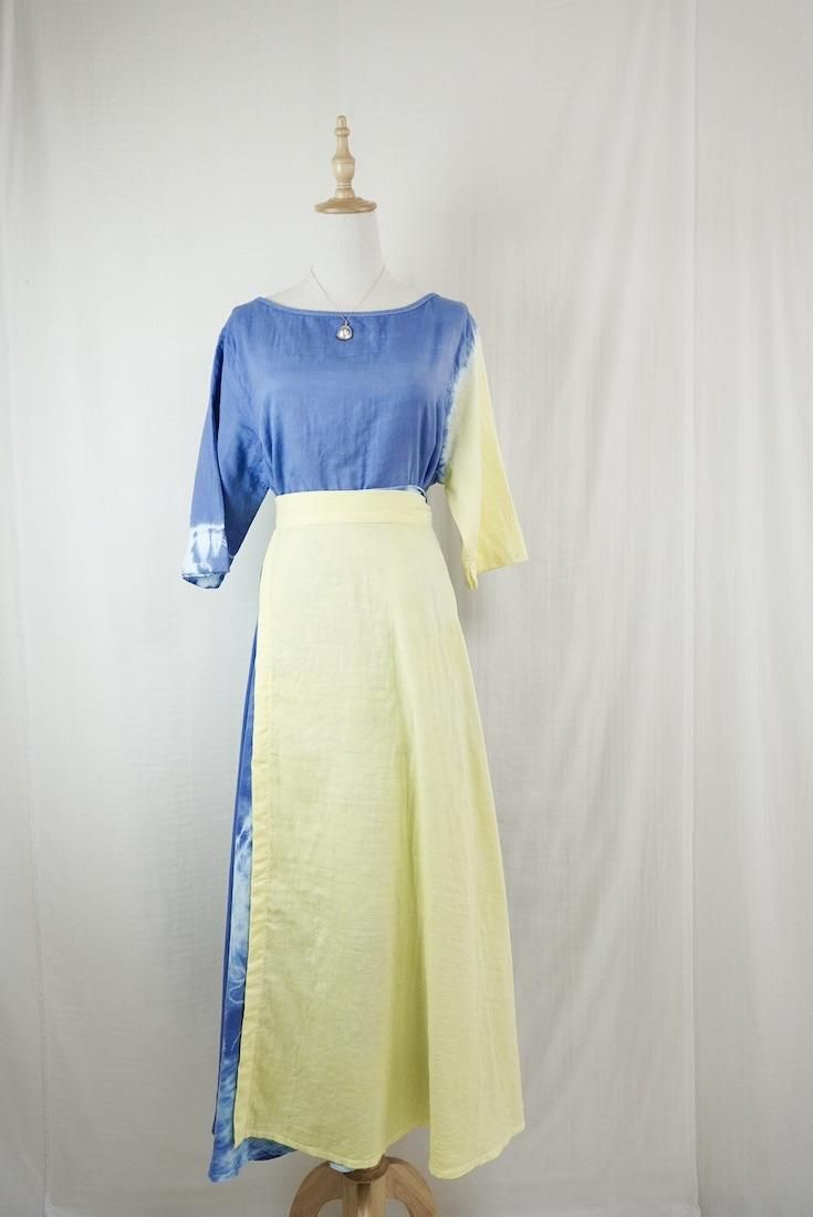 W-gauze Wrap long skirt