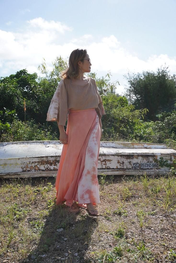 W-gauze Wrap long skirt