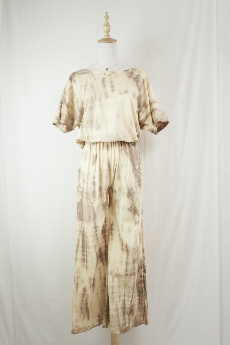 Cotton Tee in long pants Custard x Darkchocolate
