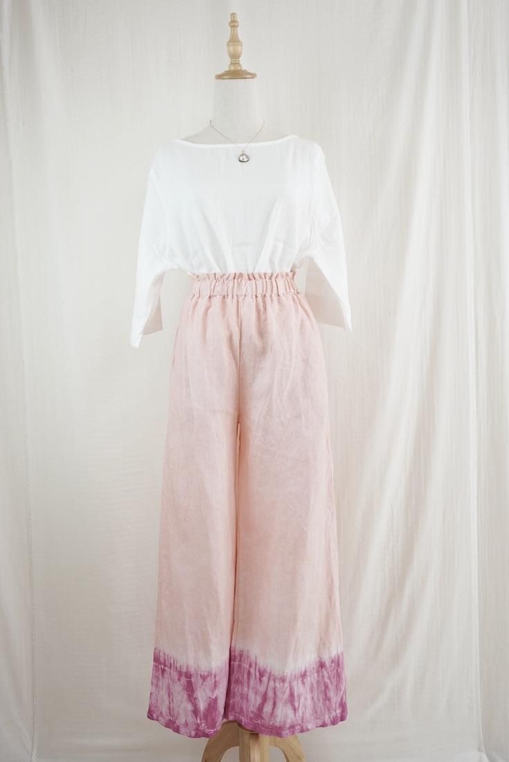 Japan Linen Relax Pants Pinkbeige x Peony