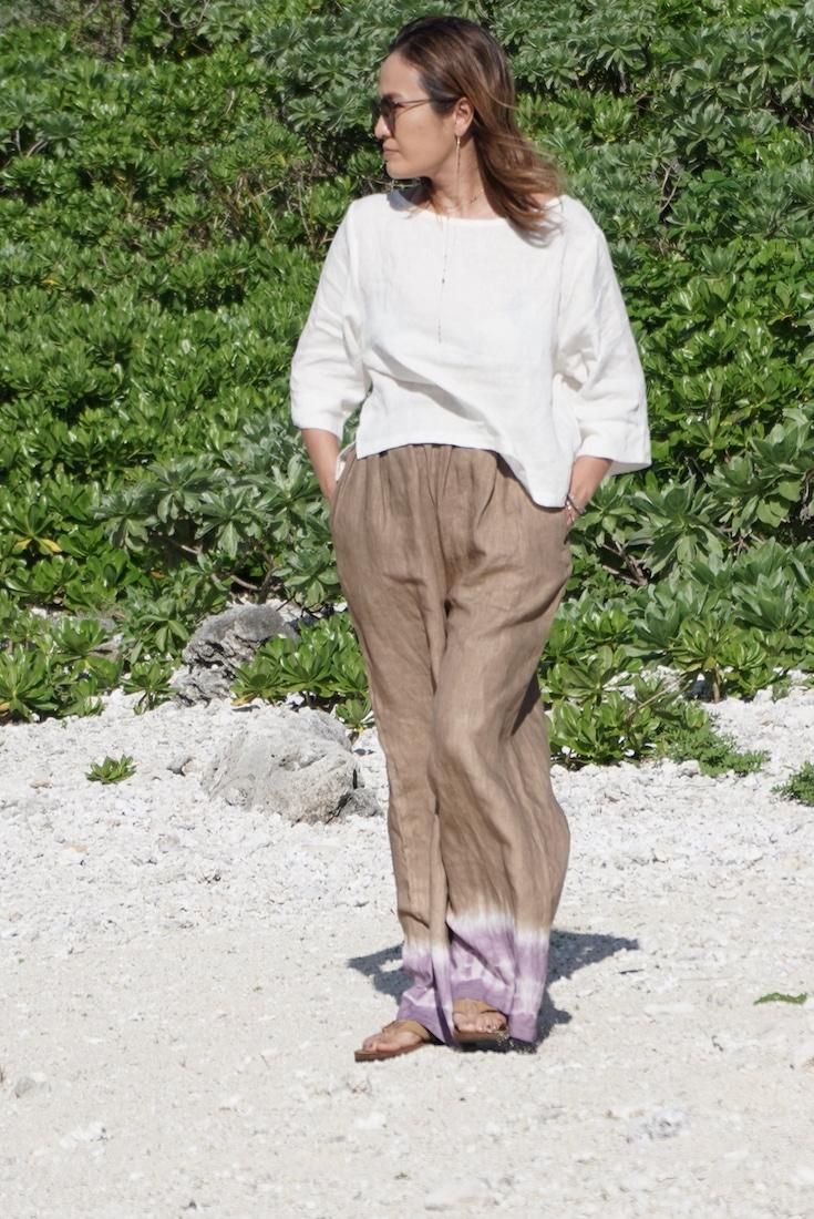 Japan Linen Relax Pants Pistachio x Lavender