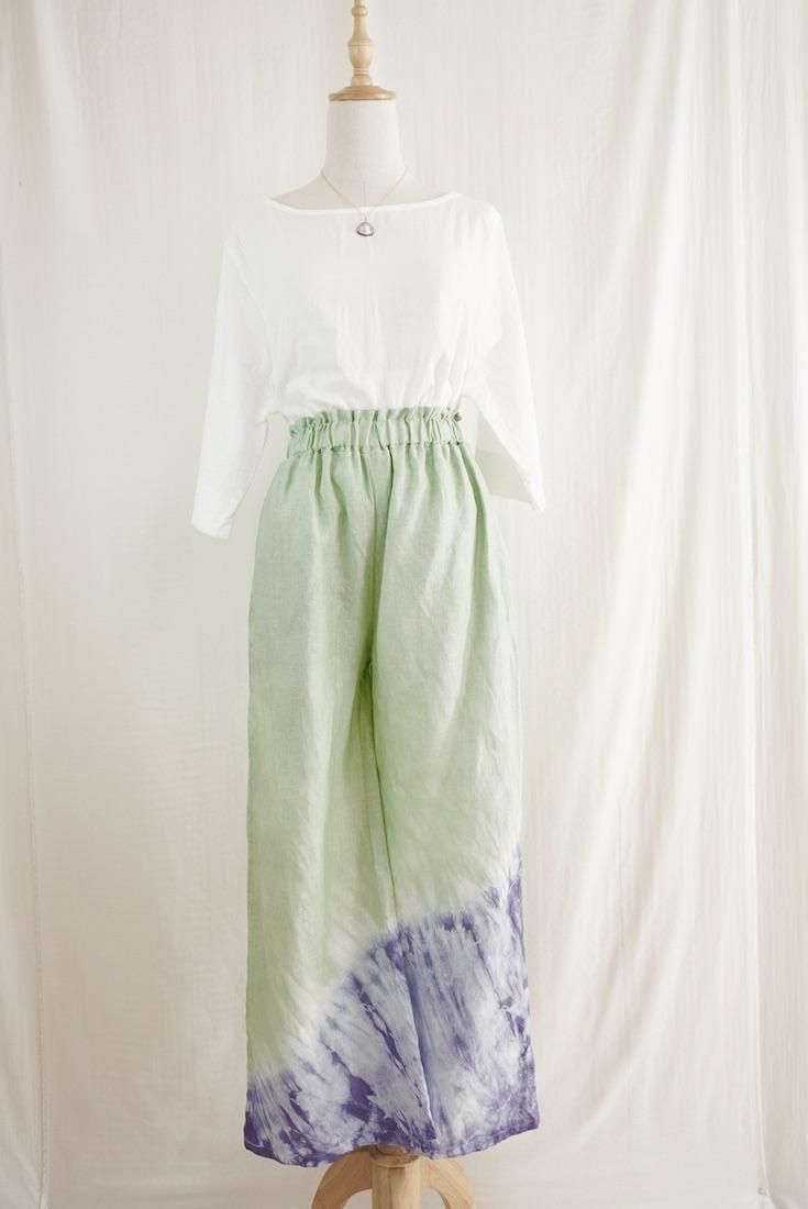 Japan Linen Relax Pants Pistachio x Lavender