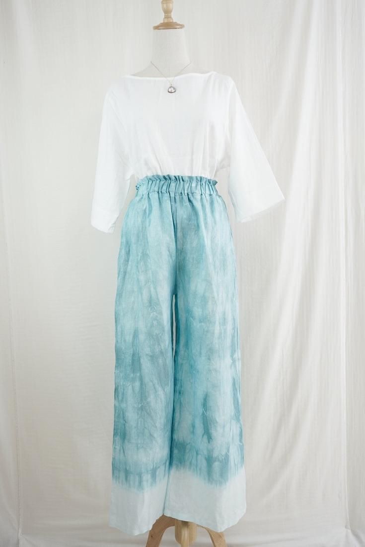 Japan Linen Relax Pants Under the sea x Sky 