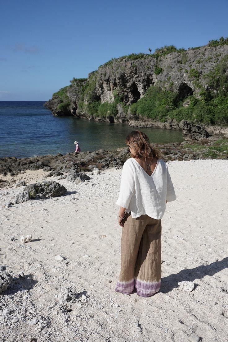 Japan Linen Relax Pants Under the sea x Sky 