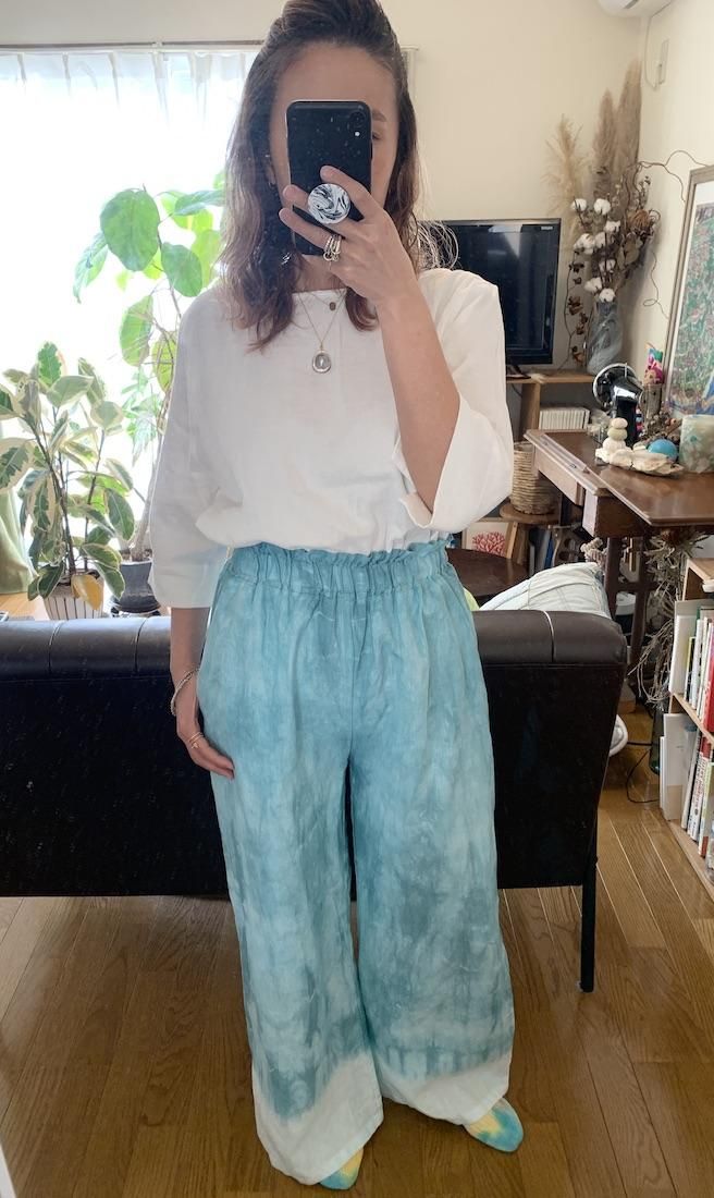 Japan Linen Relax Pants Under the sea x Sky 