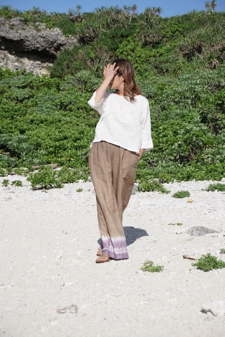 Japan Linen Relax Pants Under the sea x Sky 