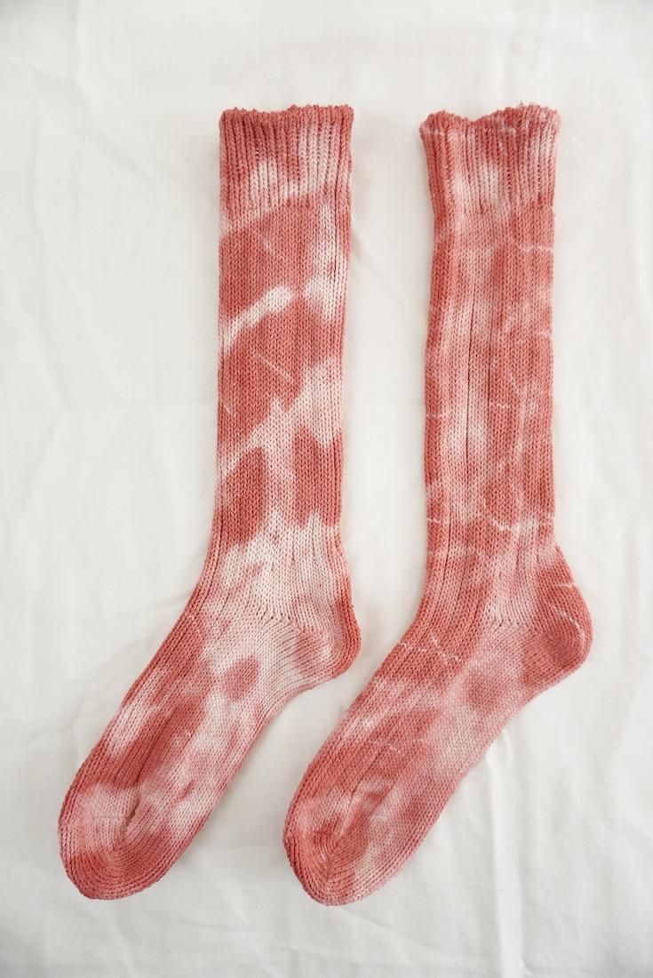 Organic Cotton Low gauge socks 1color SHIBORI Hibiscus 