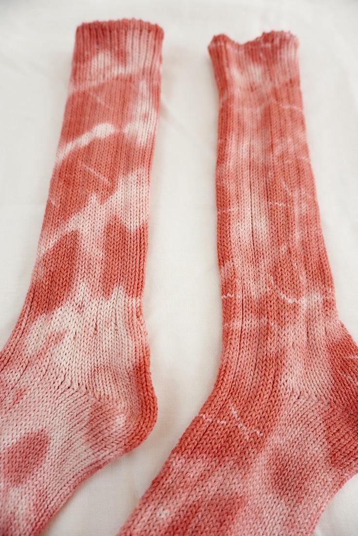 Organic Cotton Low gauge socks 1color SHIBORI Hibiscus 