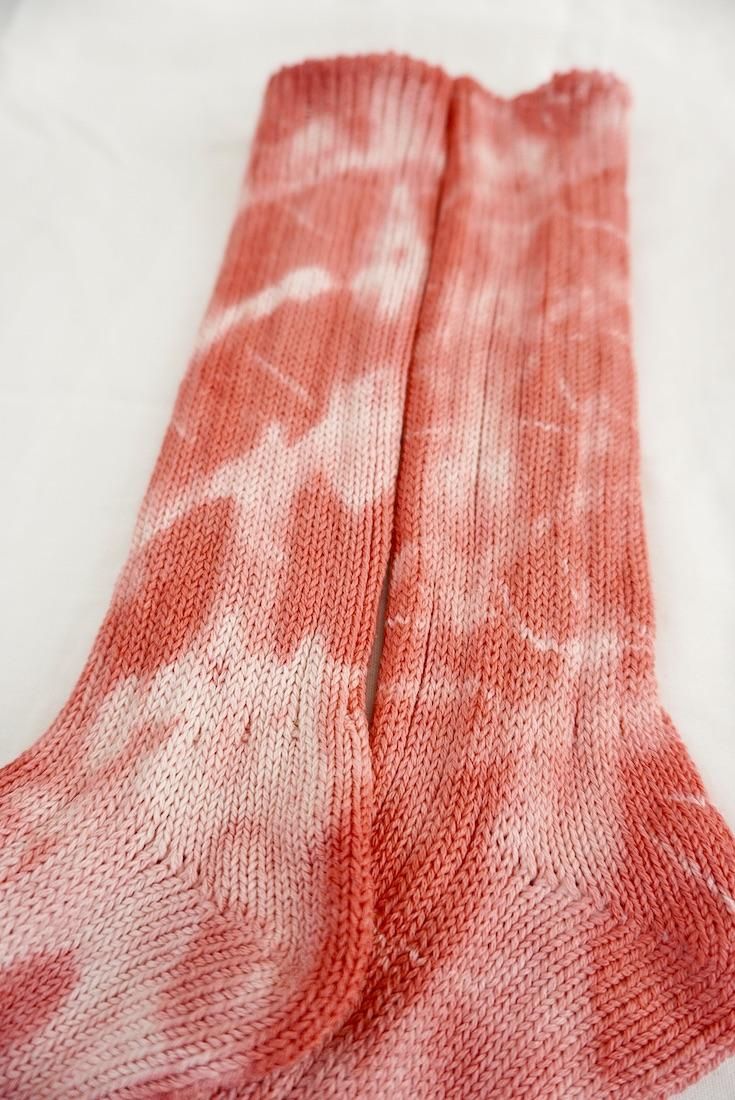 Organic Cotton Low gauge socks 1color SHIBORI Hibiscus 