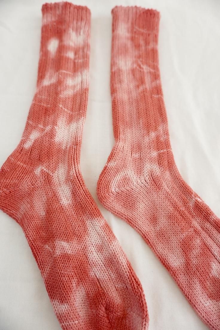 Organic Cotton Low gauge socks 1color SHIBORI Hibiscus 
