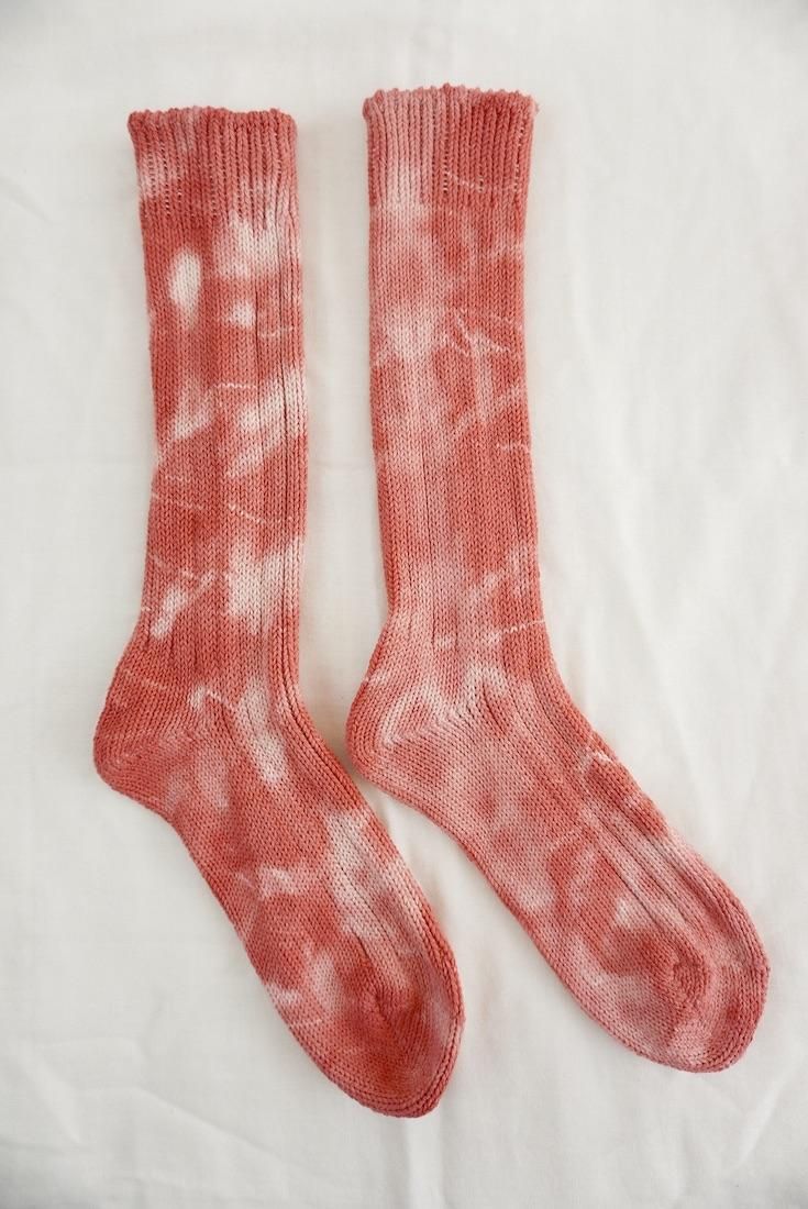 Organic Cotton Low gauge socks 1color SHIBORI Hibiscus 