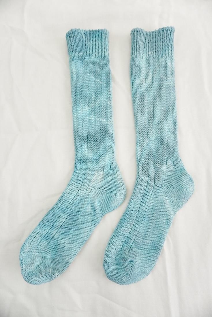 Organic Cotton Low gauge socks 1color SHIBORI Vintageblue 