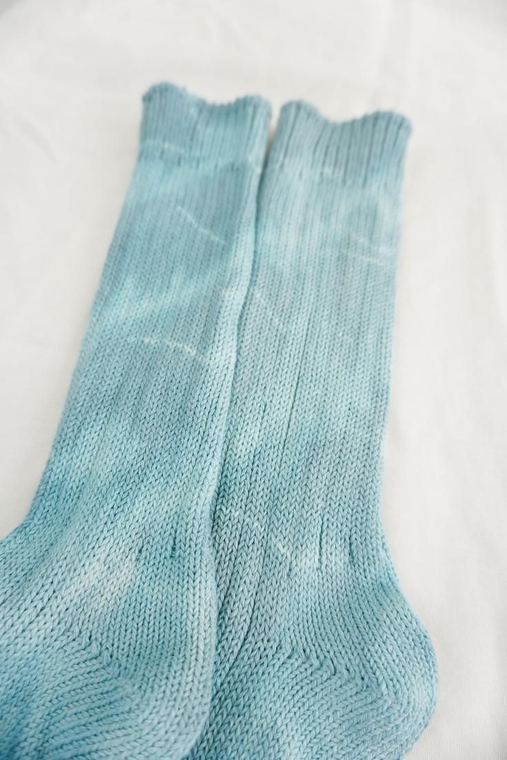Organic Cotton Low gauge socks 1color SHIBORI Vintageblue 
