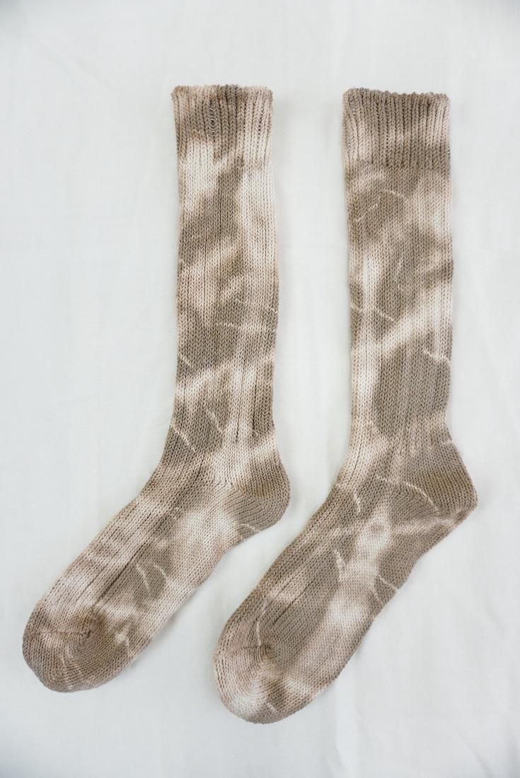 Organic Cotton Low gauge socks 1color SHIBORI Darkchocolate 
