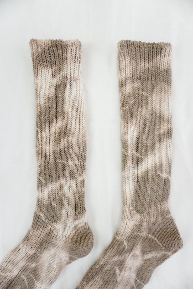 Organic Cotton Low gauge socks 1color SHIBORI Darkchocolate 