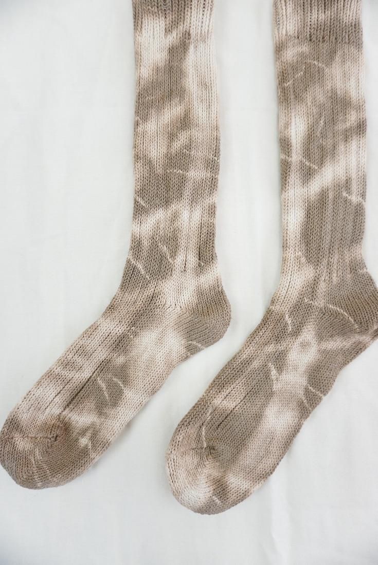 Organic Cotton Low gauge socks 1color SHIBORI Darkchocolate 
