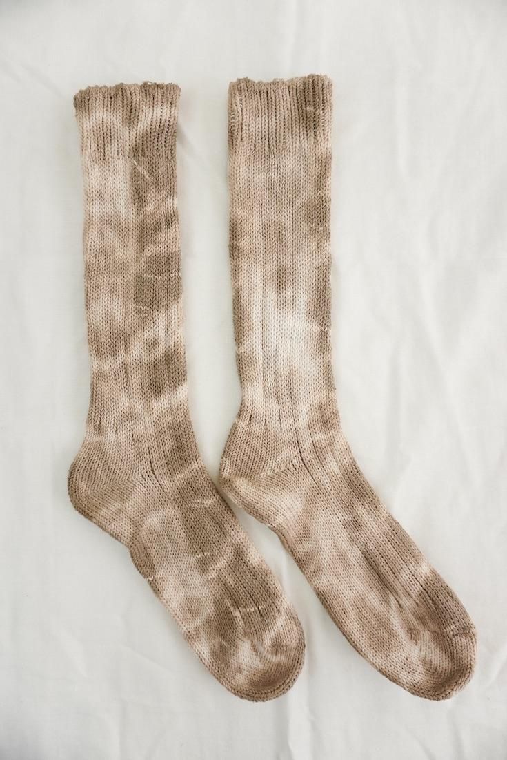 Organic Cotton Low gauge socks 1color SHIBORI Darkchocolate 