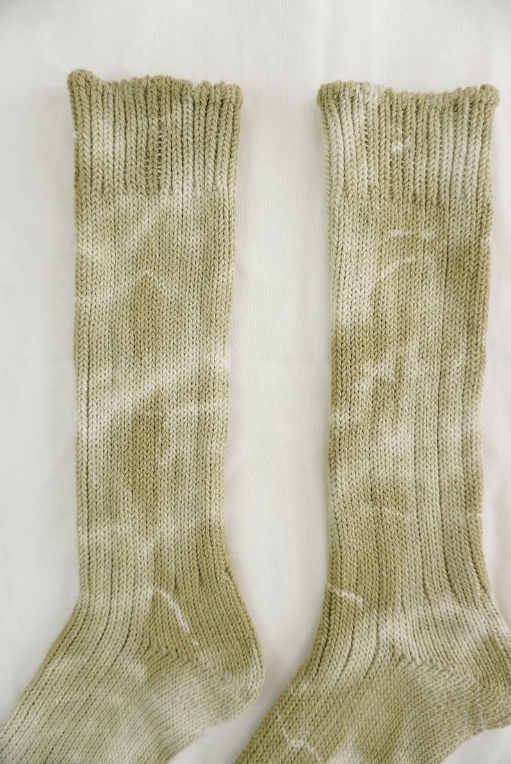 Organic Cotton Low gauge socks 1color SHIBORI Khaki 