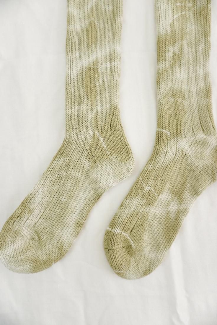 Organic Cotton Low gauge socks 1color SHIBORI Khaki 