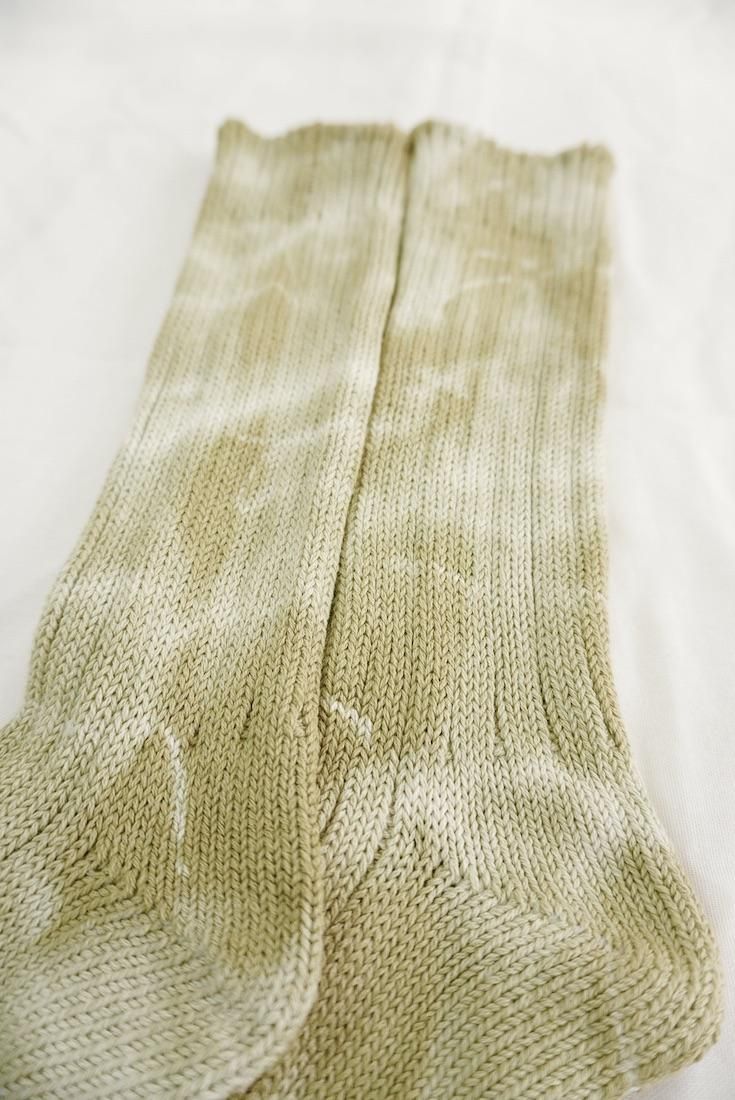 Organic Cotton Low gauge socks 1color SHIBORI Khaki 