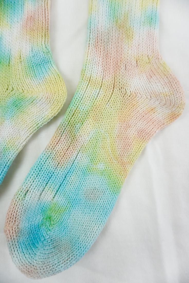 Organic Cotton Low gauge socks 3color SHIBORI Sky x Orange x Yellow 