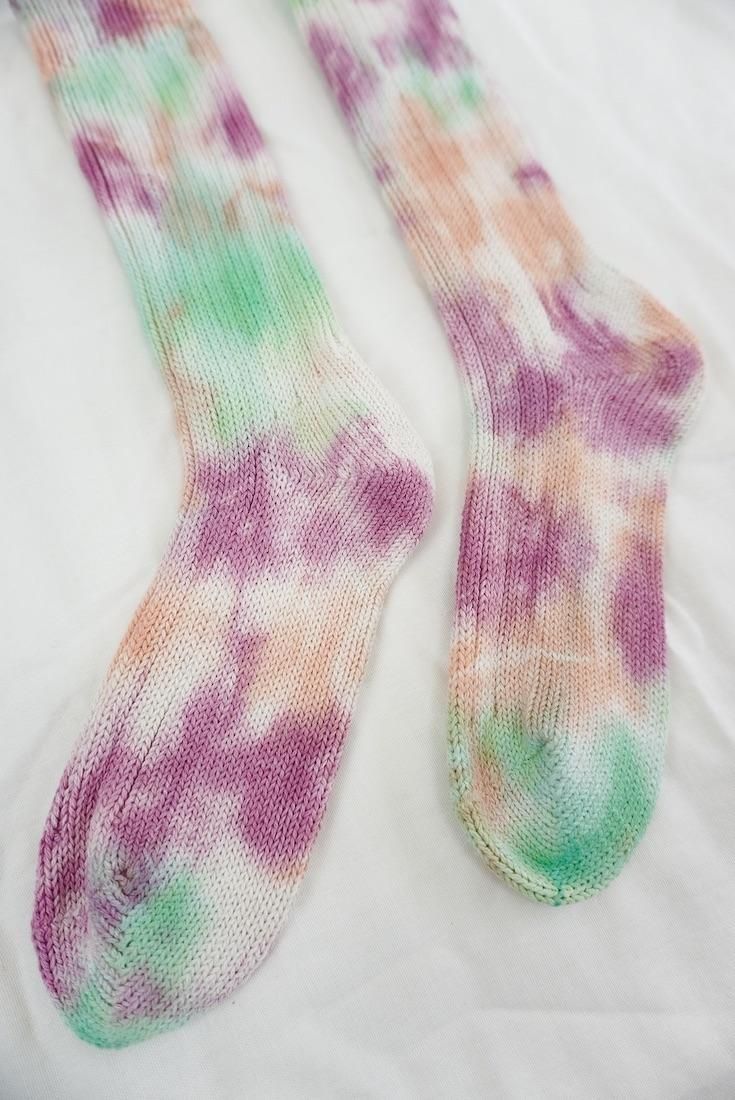 Organic Cotton Low gauge socks 3color SHIBORI Babyleaf x Peony x Orange 
