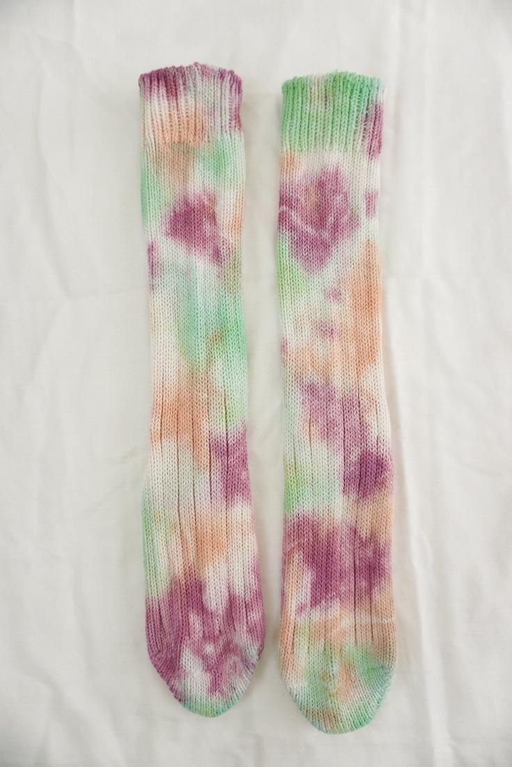 Organic Cotton Low gauge socks 3color SHIBORI Babyleaf x Peony x Orange 