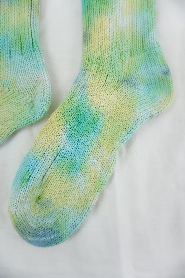 Organic Cotton Low gauge socks 3color SHIBORI Horizon x Emerald x Yellow 