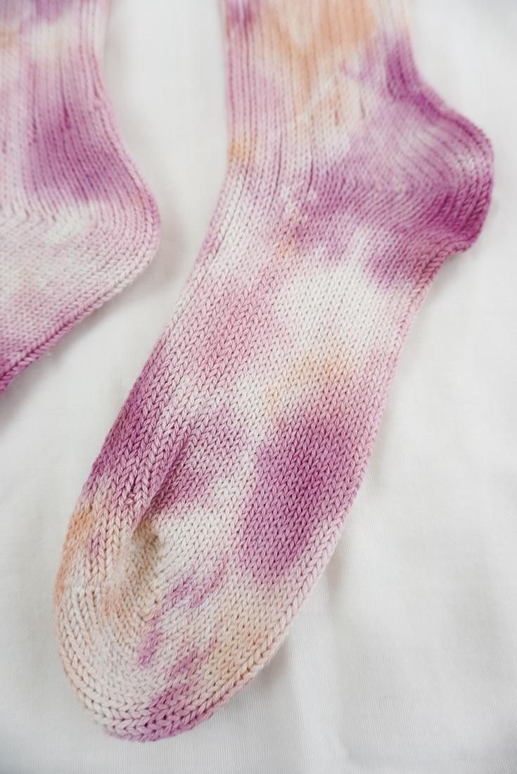 Organic Cotton Low gauge socks 3color SHIBORI Peony x CherryBlossom x Orange 