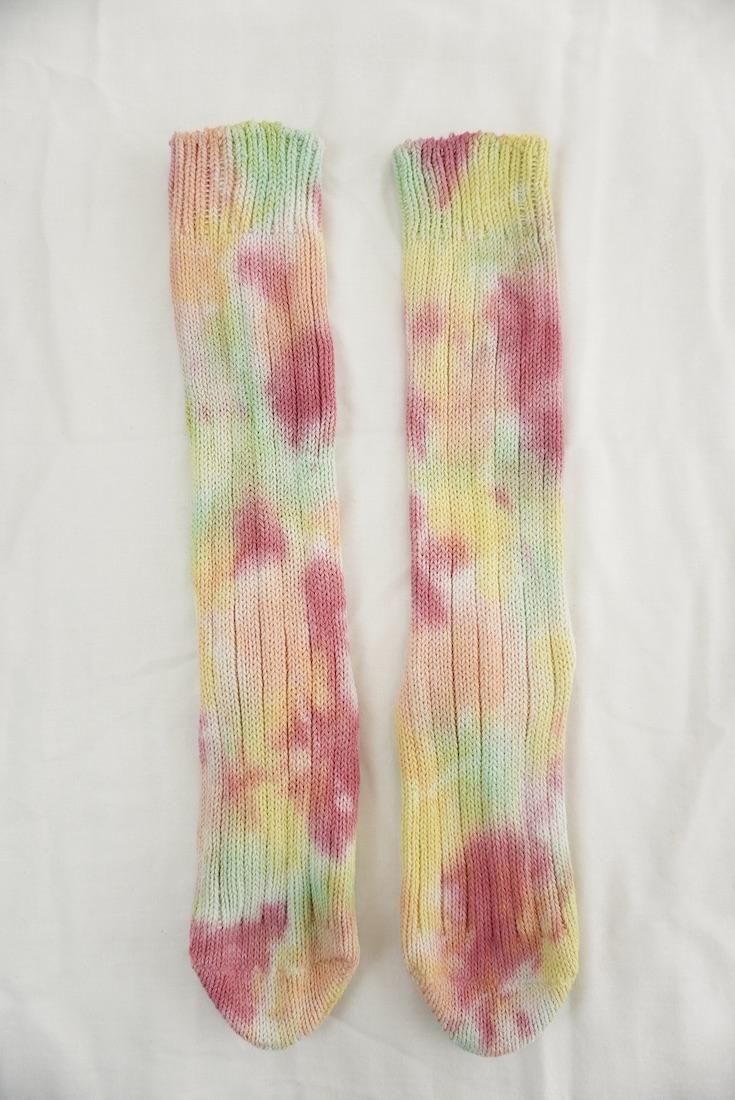 Organic Cotton Low gauge socks 4color SHIBORI Pink!Pink!Pink! x Yellow x Orange x Babyleaf 