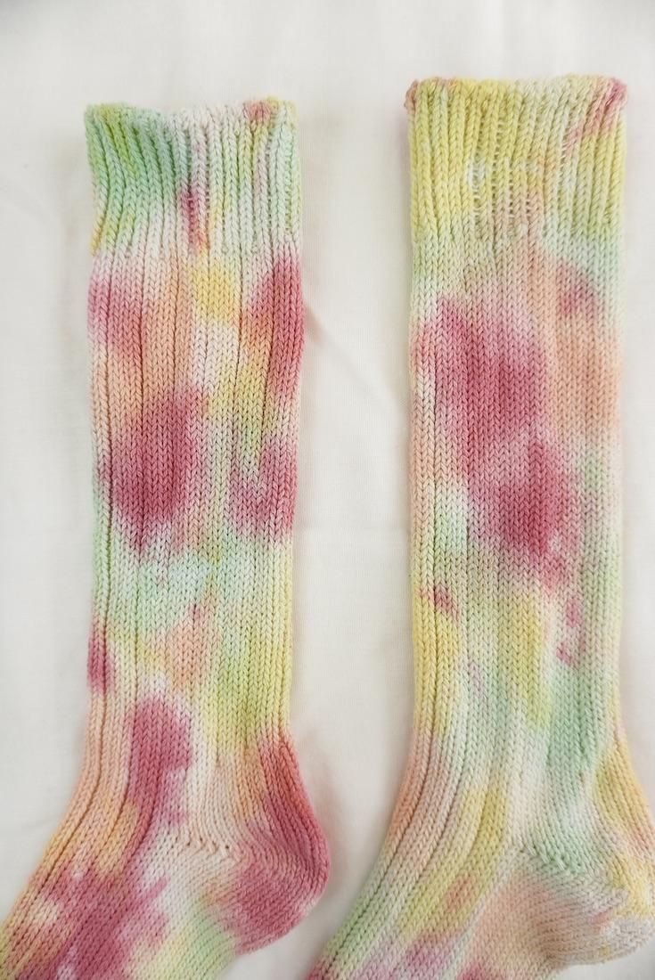 Organic Cotton Low gauge socks 4color SHIBORI Pink!Pink!Pink! x Yellow x Orange x Babyleaf 