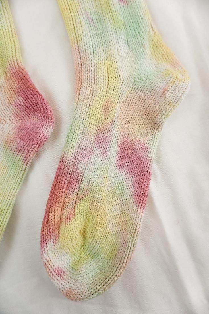Organic Cotton Low gauge socks 4color SHIBORI Pink!Pink!Pink! x Yellow x Orange x Babyleaf 