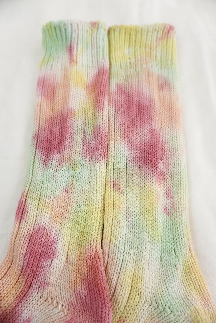 Organic Cotton Low gauge socks 4color SHIBORI Pink!Pink!Pink! x Yellow x Orange x Babyleaf 