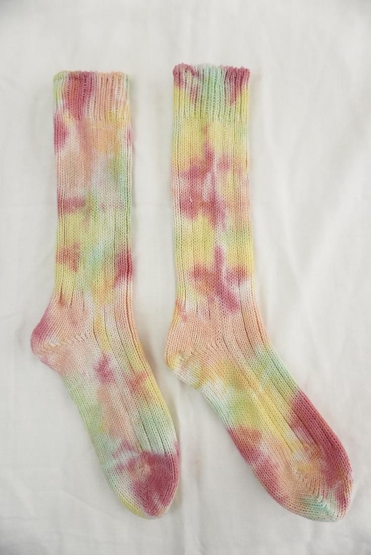 Organic Cotton Low gauge socks 4color SHIBORI Pink!Pink!Pink! x Yellow x Orange x Babyleaf 