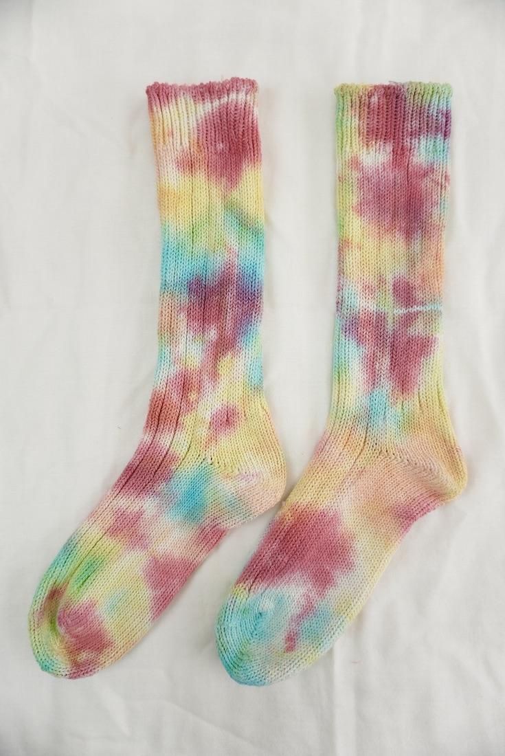 Organic Cotton Low gauge socks 4color SHIBORI Pink!Pink!Pink! x Yellow x Orange x Sky 