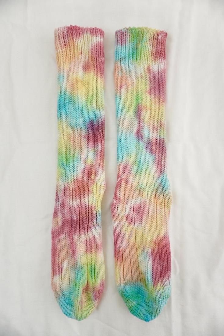 Organic Cotton Low gauge socks 4color SHIBORI Pink!Pink!Pink! x Yellow x Orange x Sky 