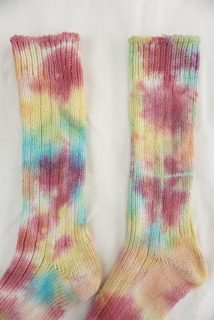 Organic Cotton Low gauge socks 4color SHIBORI Pink!Pink!Pink! x Yellow x Orange x Sky 