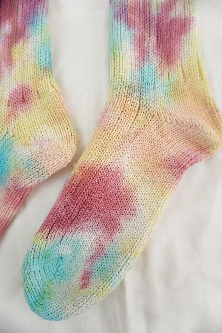Organic Cotton Low gauge socks 4color SHIBORI Pink!Pink!Pink! x Yellow x Orange x Sky 
