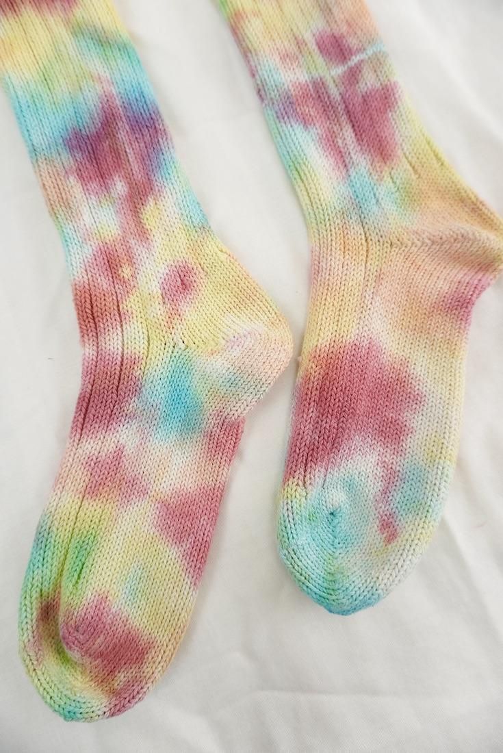 Organic Cotton Low gauge socks 4color SHIBORI Pink!Pink!Pink! x Yellow x Orange x Sky 