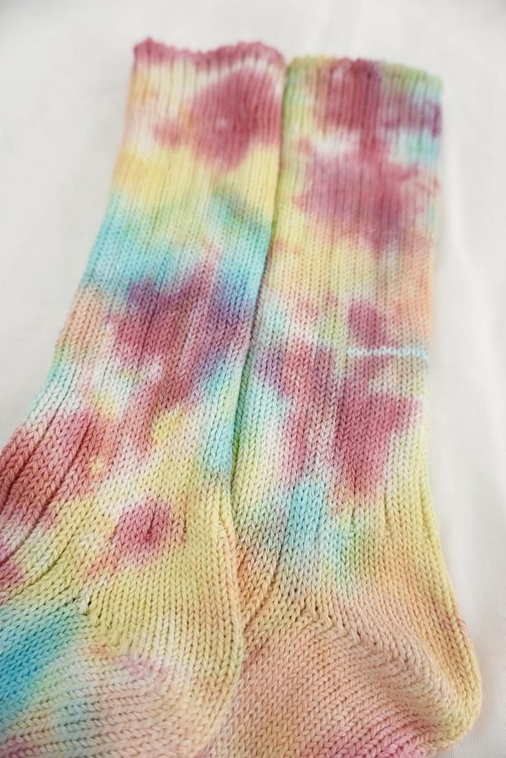 Organic Cotton Low gauge socks 4color SHIBORI Pink!Pink!Pink! x Yellow x Orange x Sky 