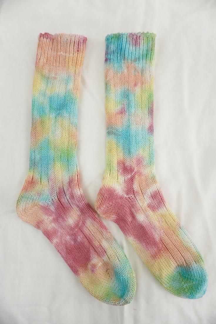Organic Cotton Low gauge socks 4color SHIBORI Pink!Pink!Pink! x Yellow x Orange x Sky 