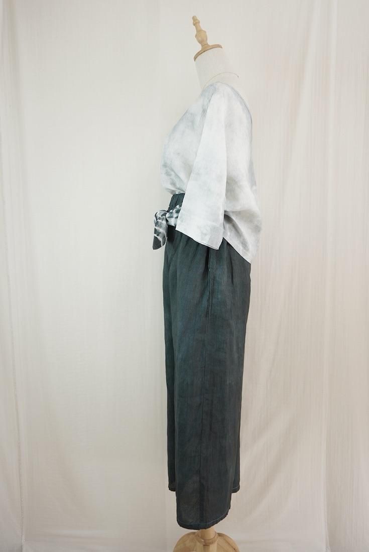 French Linen Ribbon Pants InkBlack 