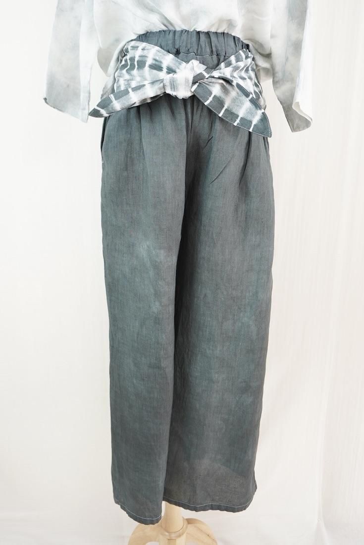 French Linen Ribbon Pants InkBlack 