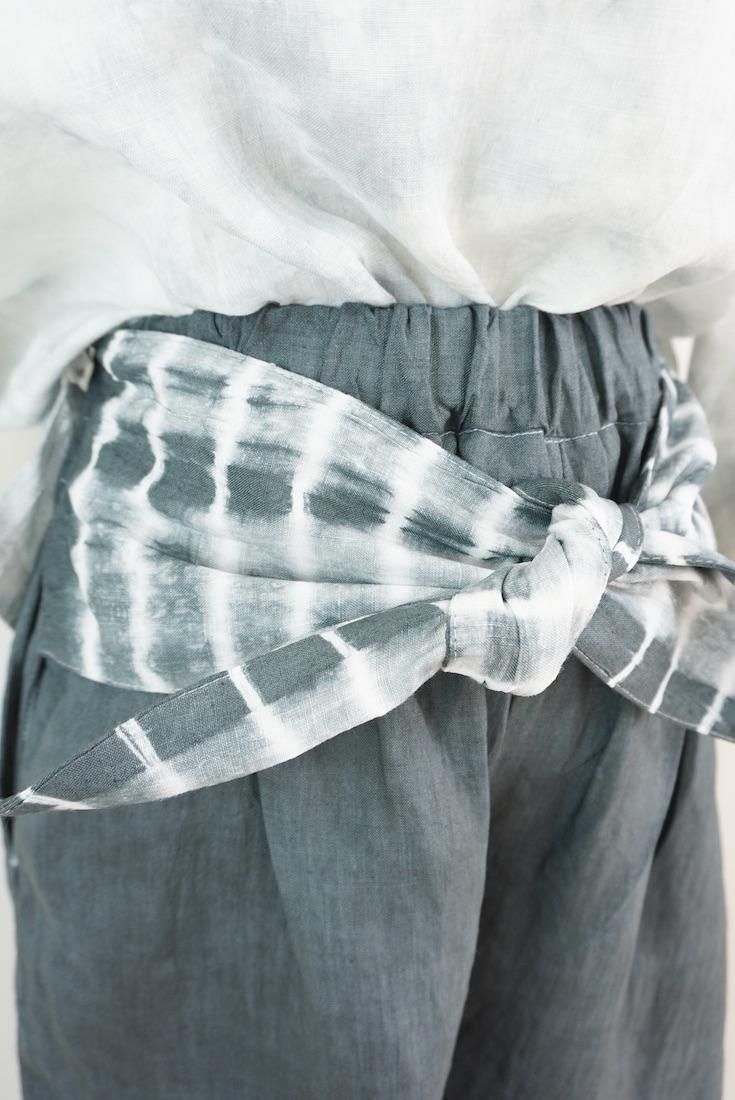 French Linen Ribbon Pants InkBlack 