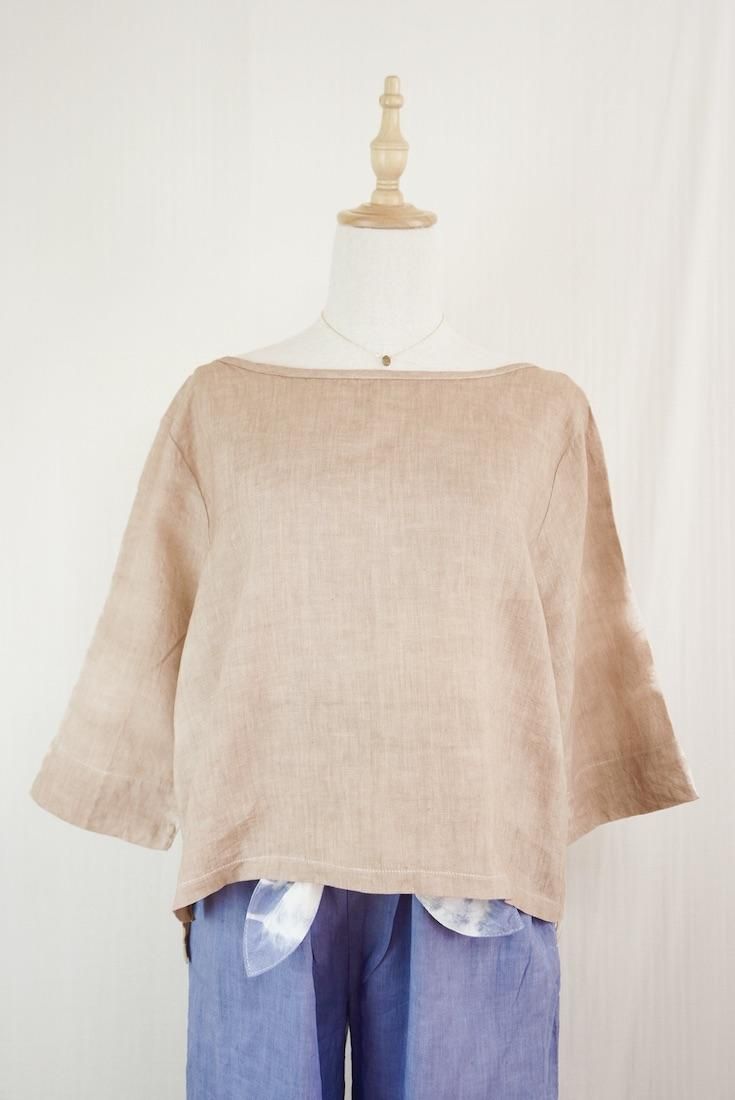 French Linen Middle sleeve top
