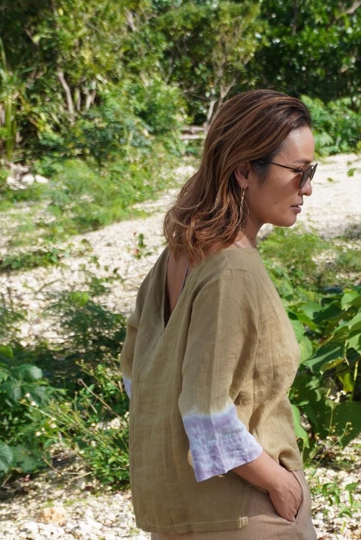 French Linen Middle sleeve top
