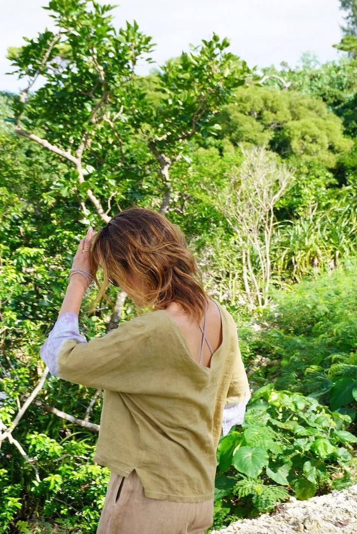 French Linen Middle sleeve top