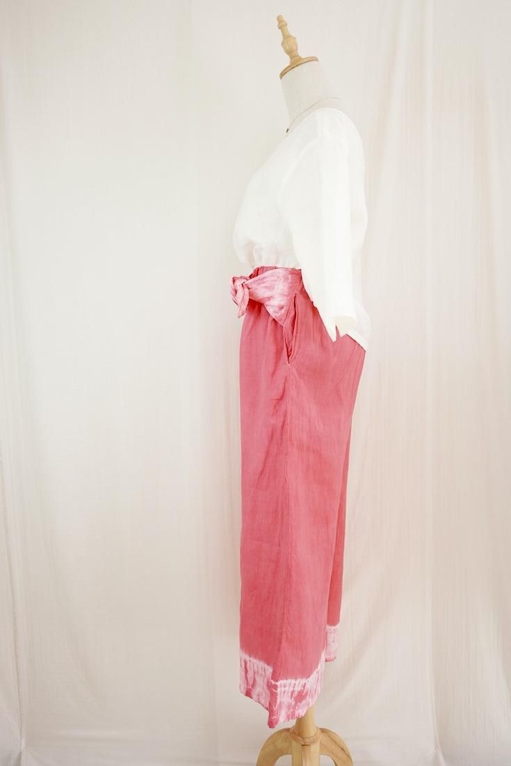 French Linen Ribbon Pants Pink!Pink!Pink! 
